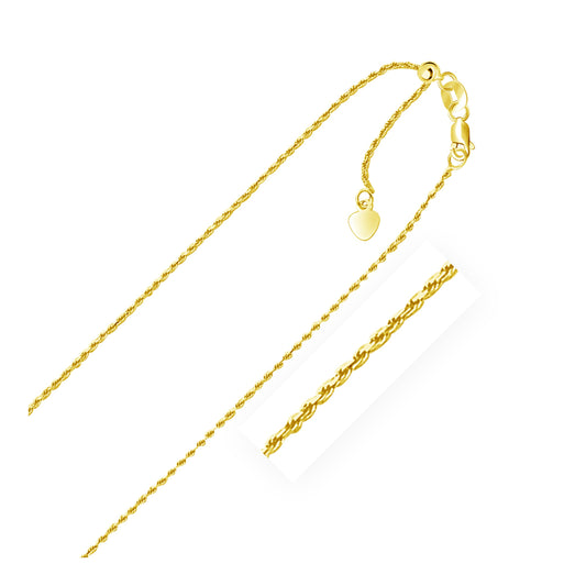 10k Yellow Gold Adjustable Rope Chain (0.95 mm)