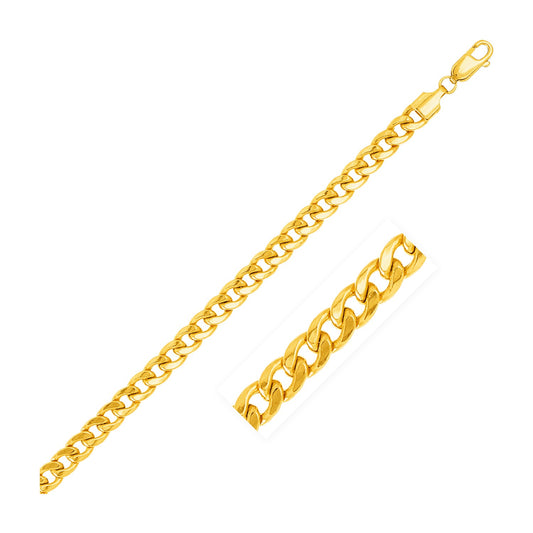 5.5mm 14k Yellow Gold Miami Cuban Semi Solid Bracelet